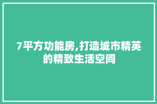 7平方功能房,打造城市精英的精致生活空间