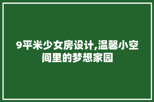 9平米少女房设计,温馨小空间里的梦想家园