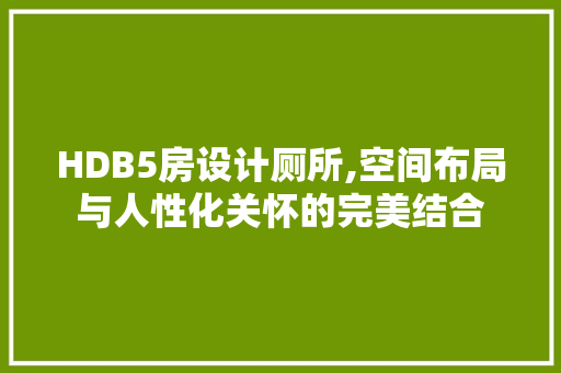 HDB5房设计厕所,空间布局与人性化关怀的完美结合