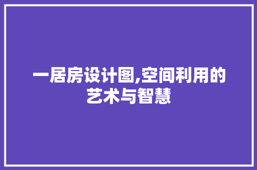 一居房设计图,空间利用的艺术与智慧