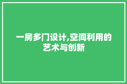 一房多门设计,空间利用的艺术与创新