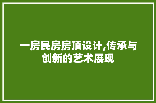 一房民房房顶设计,传承与创新的艺术展现