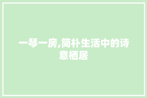 一琴一房,简朴生活中的诗意栖居
