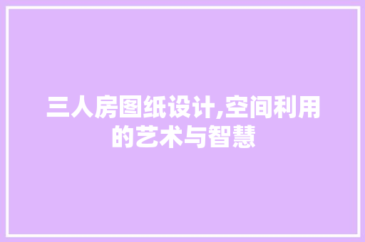 三人房图纸设计,空间利用的艺术与智慧