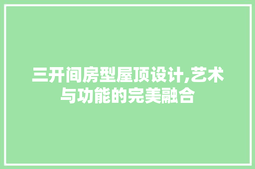三开间房型屋顶设计,艺术与功能的完美融合