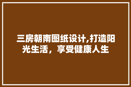 三房朝南图纸设计,打造阳光生活，享受健康人生
