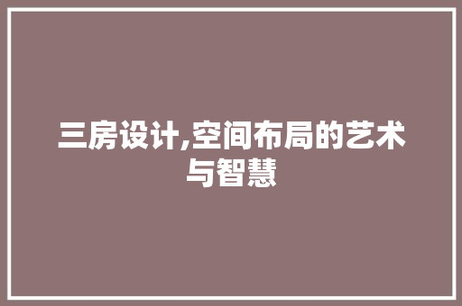 三房设计,空间布局的艺术与智慧