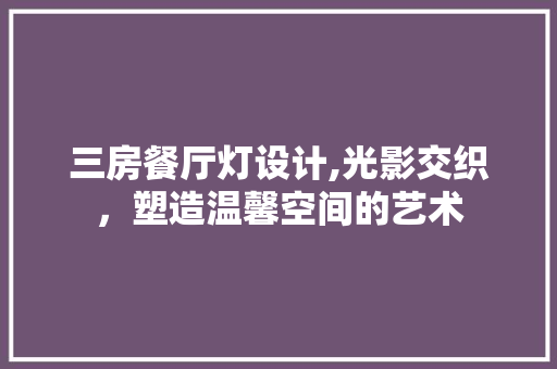 三房餐厅灯设计,光影交织，塑造温馨空间的艺术