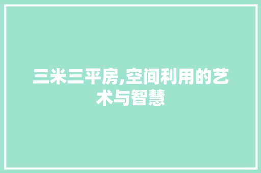 三米三平房,空间利用的艺术与智慧