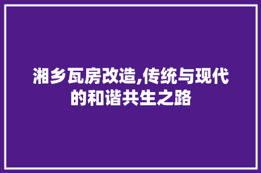 湘乡瓦房改造,传统与现代的和谐共生之路
