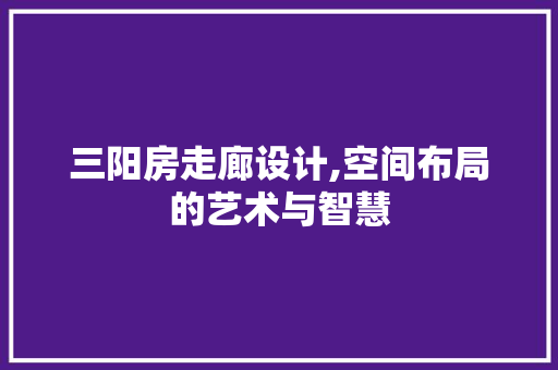 三阳房走廊设计,空间布局的艺术与智慧
