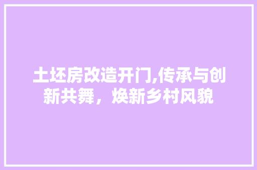 土坯房改造开门,传承与创新共舞，焕新乡村风貌