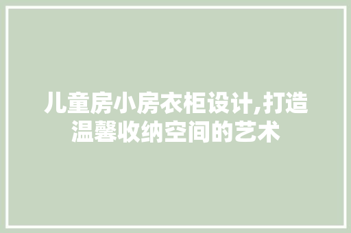 儿童房小房衣柜设计,打造温馨收纳空间的艺术
