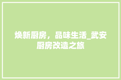 焕新厨房，品味生活_武安厨房改造之旅