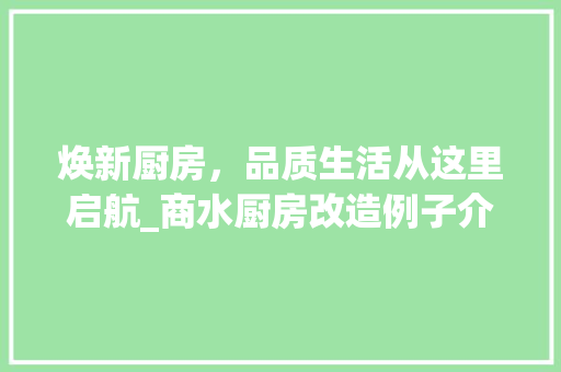焕新厨房，品质生活从这里启航_商水厨房改造例子介绍
