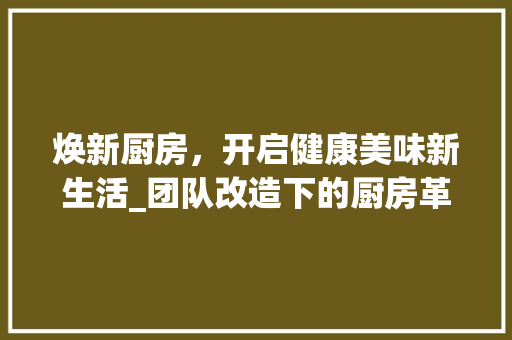 焕新厨房，开启健康美味新生活_团队改造下的厨房革命