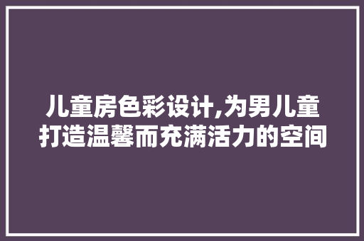 儿童房色彩设计,为男儿童打造温馨而充满活力的空间