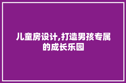 儿童房设计,打造男孩专属的成长乐园