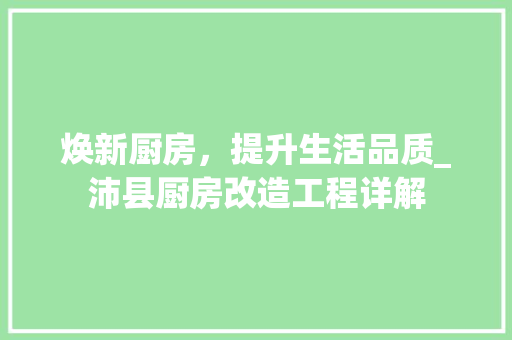 焕新厨房，提升生活品质_沛县厨房改造工程详解