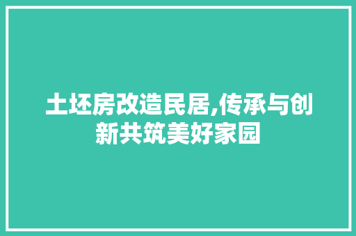 土坯房改造民居,传承与创新共筑美好家园