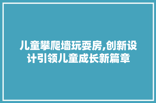 儿童攀爬墙玩耍房,创新设计引领儿童成长新篇章