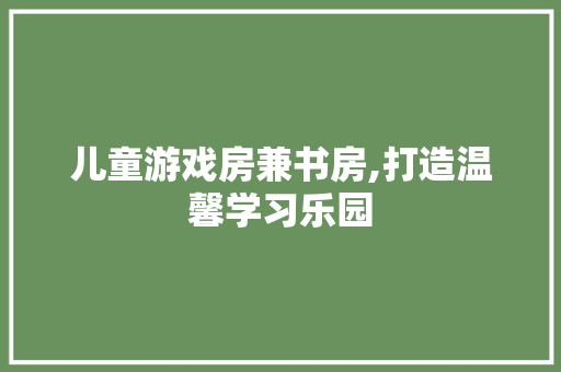 儿童游戏房兼书房,打造温馨学习乐园