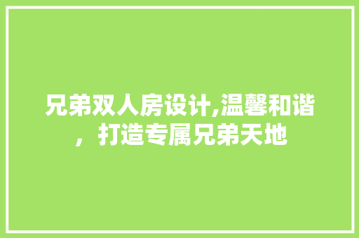 兄弟双人房设计,温馨和谐，打造专属兄弟天地