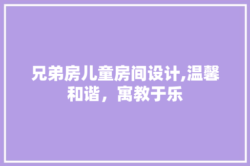 兄弟房儿童房间设计,温馨和谐，寓教于乐