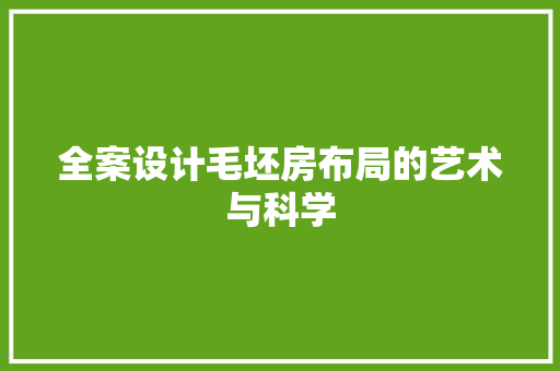 全案设计毛坯房布局的艺术与科学