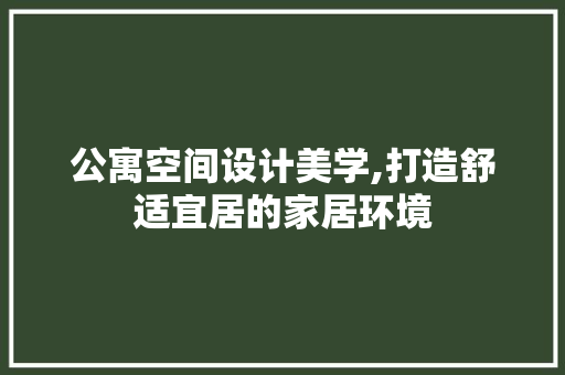 公寓空间设计美学,打造舒适宜居的家居环境