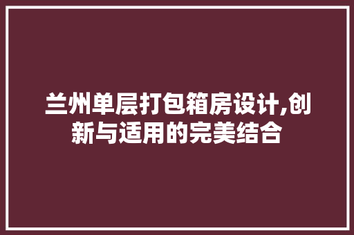 兰州单层打包箱房设计,创新与适用的完美结合