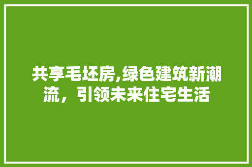 共享毛坯房,绿色建筑新潮流，引领未来住宅生活
