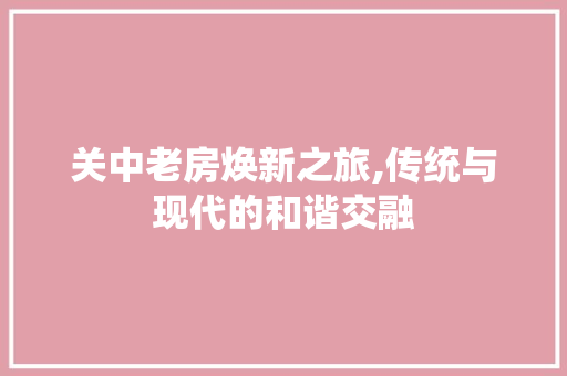 关中老房焕新之旅,传统与现代的和谐交融