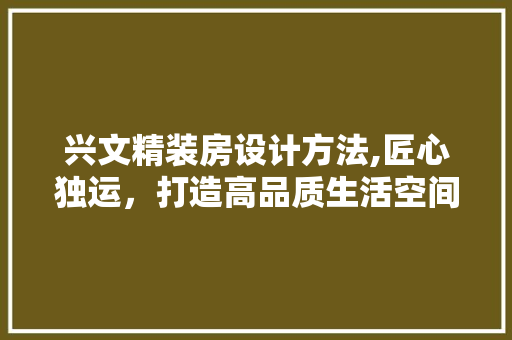 兴文精装房设计方法,匠心独运，打造高品质生活空间