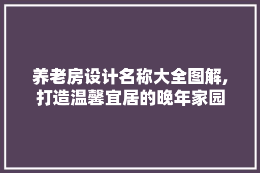 养老房设计名称大全图解,打造温馨宜居的晚年家园