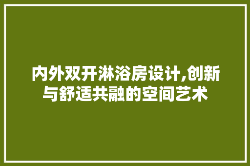 内外双开淋浴房设计,创新与舒适共融的空间艺术