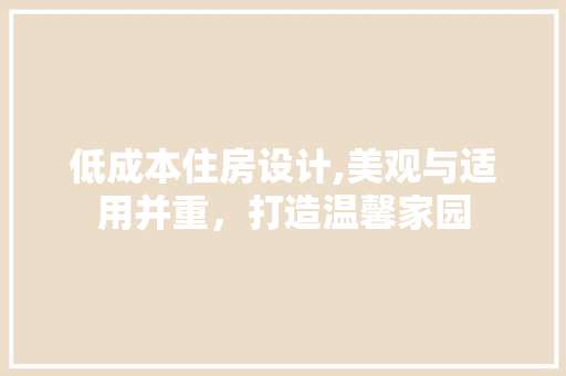低成本住房设计,美观与适用并重，打造温馨家园