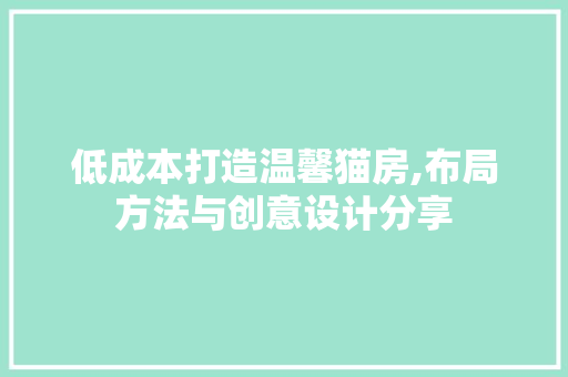 低成本打造温馨猫房,布局方法与创意设计分享