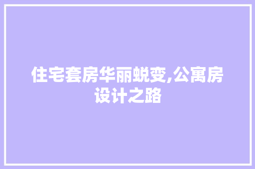 住宅套房华丽蜕变,公寓房设计之路