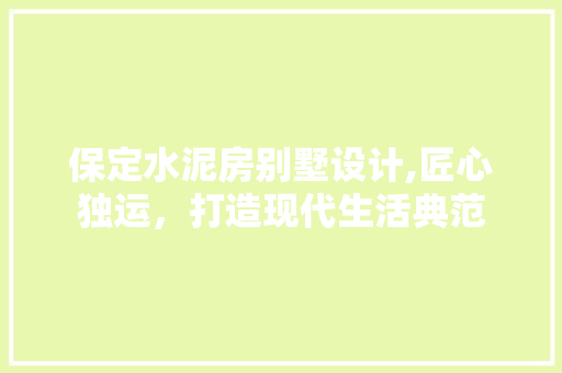 保定水泥房别墅设计,匠心独运，打造现代生活典范