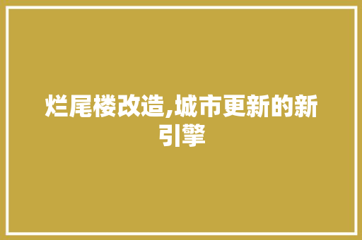 烂尾楼改造,城市更新的新引擎