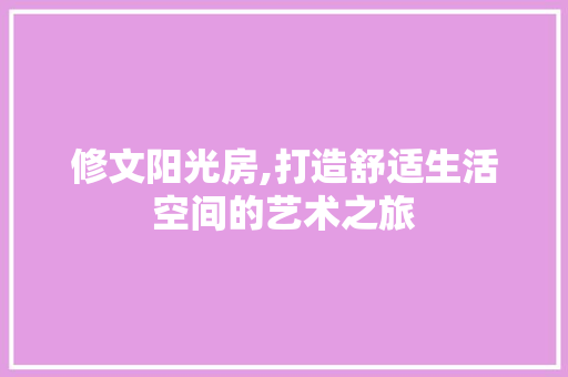 修文阳光房,打造舒适生活空间的艺术之旅