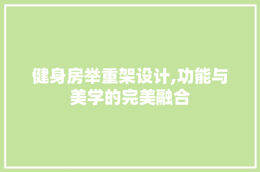 健身房举重架设计,功能与美学的完美融合
