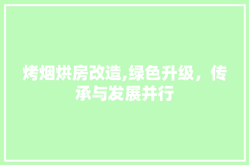 烤烟烘房改造,绿色升级，传承与发展并行
