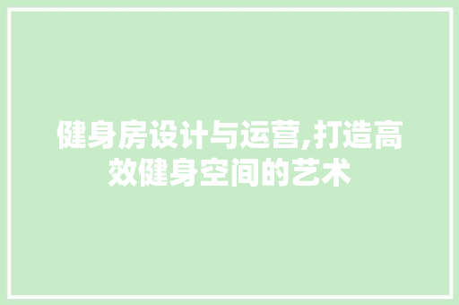 健身房设计与运营,打造高效健身空间的艺术