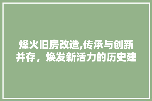 烽火旧房改造,传承与创新并存，焕发新活力的历史建筑