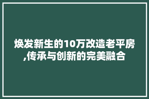 焕发新生的10万改造老平房,传承与创新的完美融合