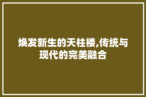 焕发新生的天柱楼,传统与现代的完美融合