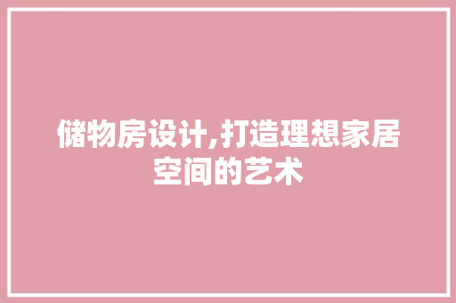 储物房设计,打造理想家居空间的艺术