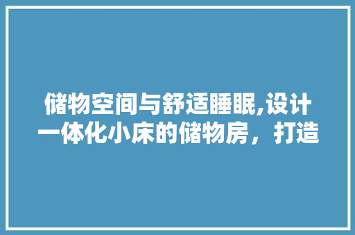 储物空间与舒适睡眠,设计一体化小床的储物房，打造高品质家居生活